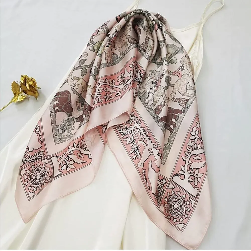 Pink Animals Silky Scarf